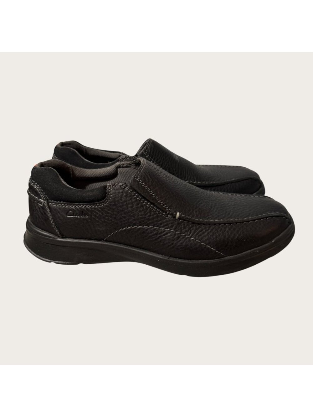Clarks Cotrell Step Mens Black Oily Leather Slip-On Loafers Size 8 New